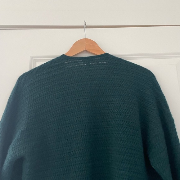 Garnet Hill Drape Front Cabled Cashmere Cardigan Pockets Jade - Picture 13 of 13